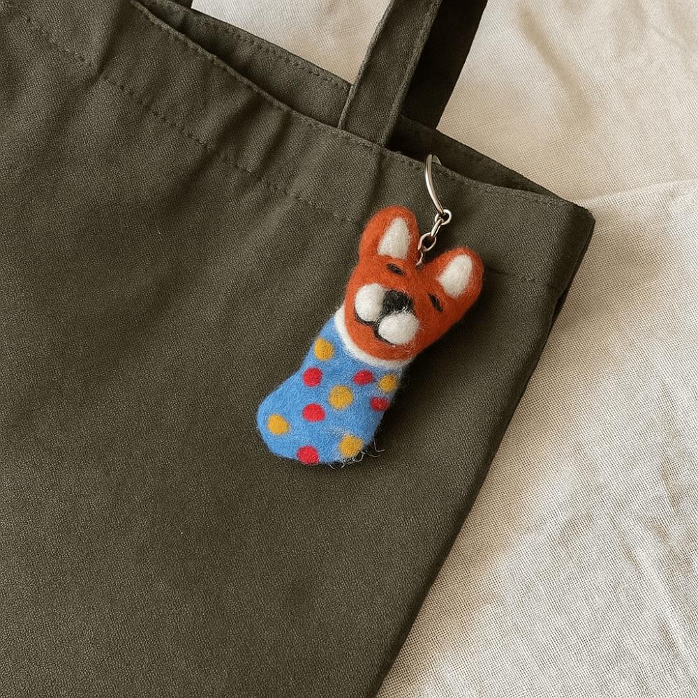 Puppy Wool Felt Animal Pendant Dog Cartoon Keychain Cartoon Rabbit Keyring Couple