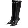 Fashion Sexy Knee High Boots Winter Boots Brand Design Super High Thin Heels with Rivet Retro Fashion Cool Women Shoes Big Size 46