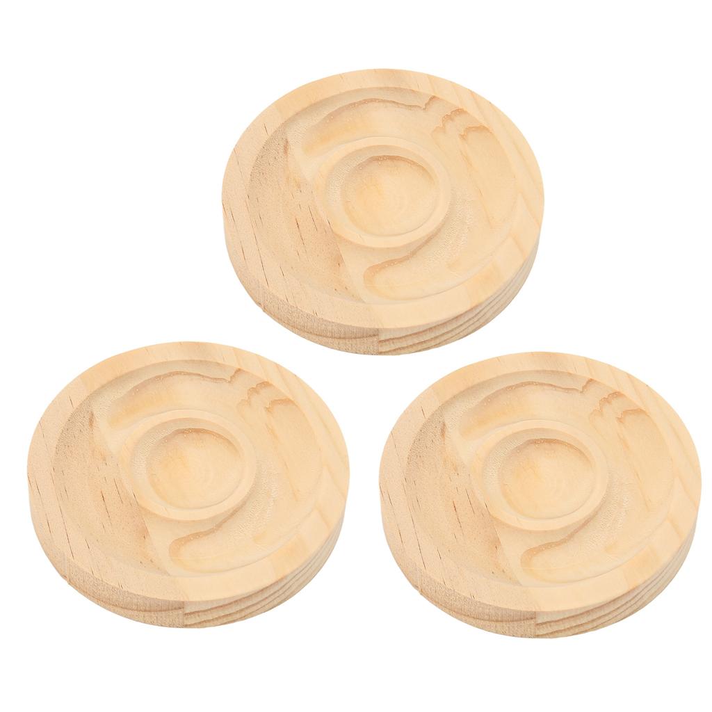 3pcs Bead Bracelet Display Tray Elegant Decorative Round Solid Wood Jewelry Tray for Bangle