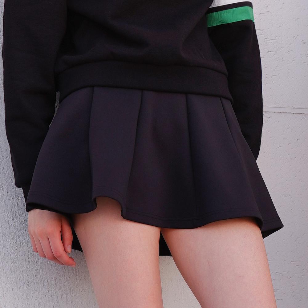 Trimer Elastic Banding Flare Skirt Woman Black