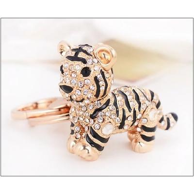 Брелок Кольцо для ключей Милый Тигр Металл Красочный Блестящие Кристаллы Стразы Брелок Подвеска Шарм для Сумок Цепочка для ключей