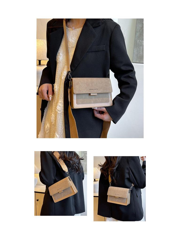 Yuezi Chic Женская маленькая квадратная сумка кроссбоди в корейском стиле 2025 года с широким ремнем