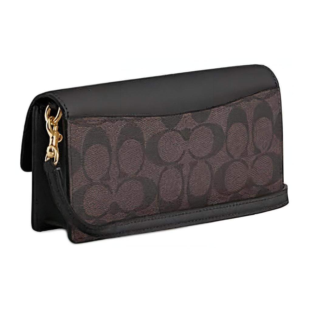 Coach Eliza 19 Классическая Монограмма Съемный Ремень Через Плечо Кожа и ПВХ Маленькая Сумка Кроссбоди Женская сумка кроссбоди Коричневый Черный CP044-IMAA8