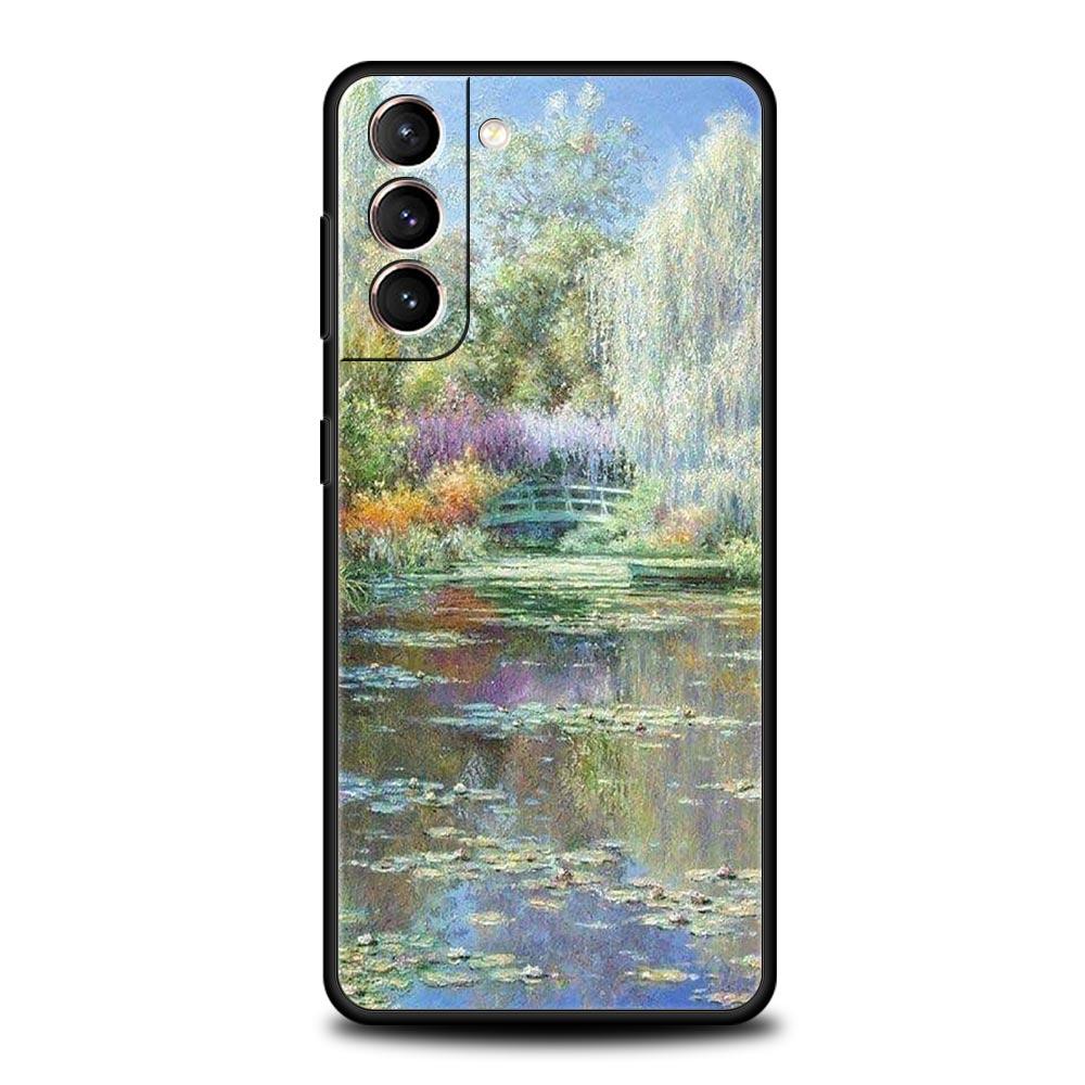 Чехол для телефона Claude Monet Art для Samsung Galaxy S24 S23 Ultra S22 S21 S20 FE 5G S10 S10E S9 Plus S8 силиконовый черный чехол-бампер