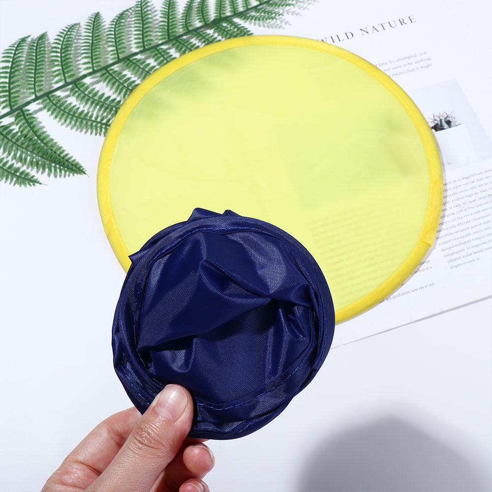 Collapsible Solid Color Summer with Pocket Round Circular Fan Folding Fans Child Toy for Outdoor