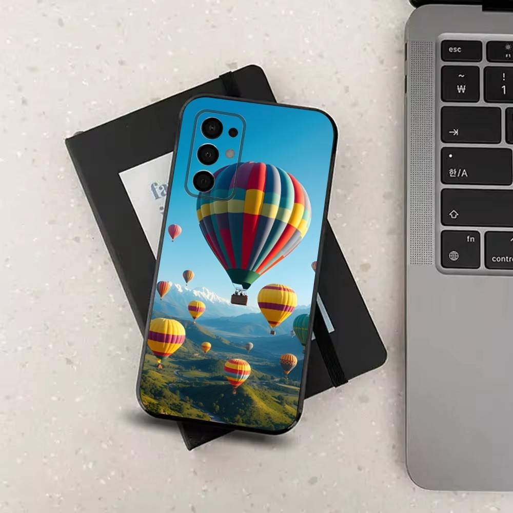 Cute Hot Air Balloon For Samsung Galaxy A73,J7,22,Note,72,41,31,8,9,52,71,53,32,Soft Black Silicone Cover Case