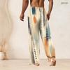 Men s Plus Size Geometric Printed Drawstring Waist Straight Leg Full Length Beach Pants With Side Pockets