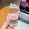 Cartoon Portable High-Capacity Glass Straw Bottle