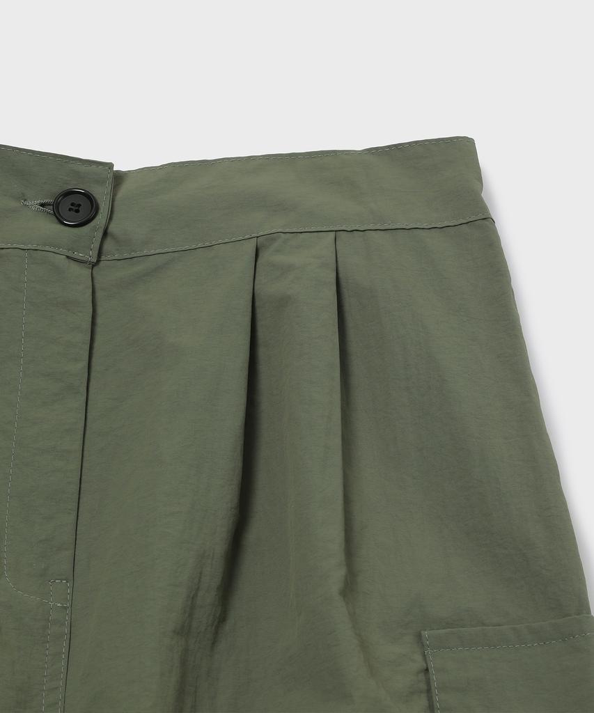 Slow Record House Nylon Cargo Long Skirt_Khaki