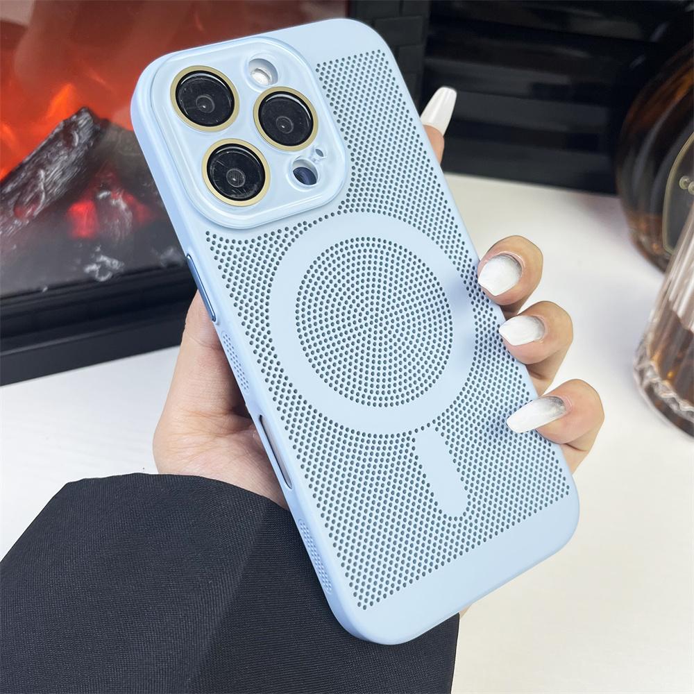 Теплоотводящий чехол из поликарбоната с магнитным покрытием для iPhone 16 15 14 13 12 11 Pro Max Luxury для беспроводной зарядки Magsafe