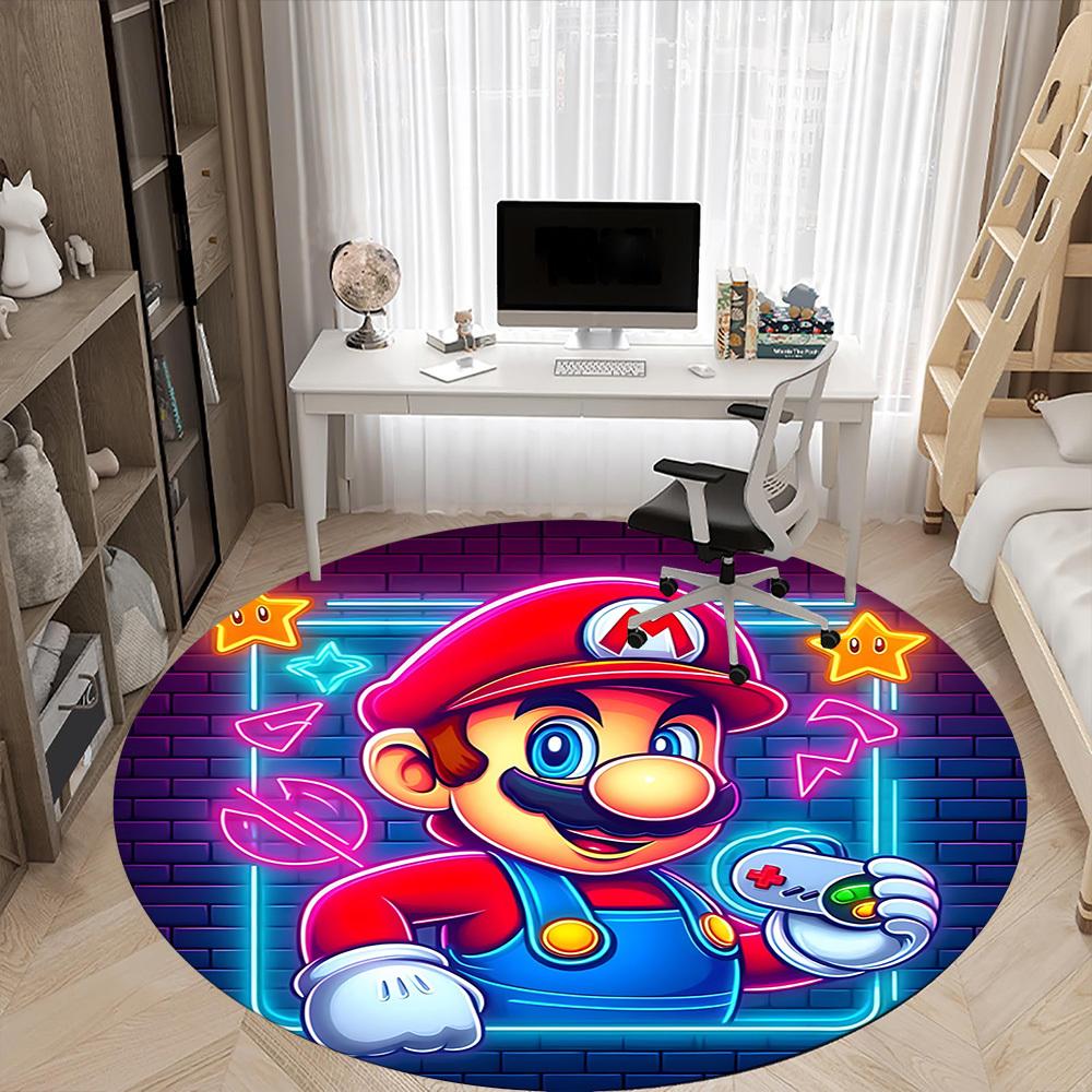 1 шт. Круглый ковер для игровой зоны Mario, комнатный коврик, подходящий для офиса, спальни, гостиной, домашнего декора, декора комнаты, Offic a0926224