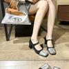 2025 Французский ретро маленький ароматный ветер, вечерний бриз нежный с юбкой квадратный носок толстый каблук средний каблук Мэри Джейн туфли-лодочки женские весна