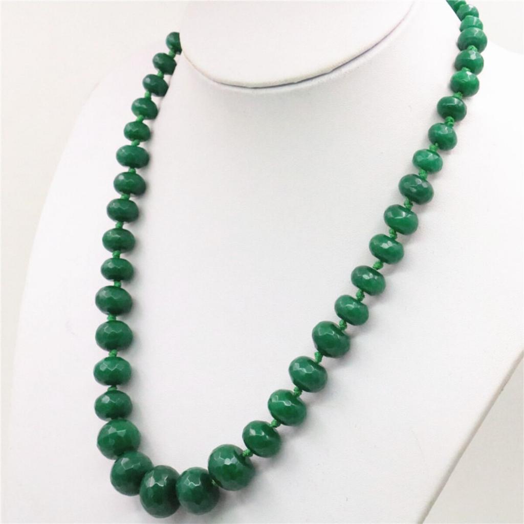 2023 8-20mm Natural Dark Green Jade Chalcedony Beads Necklace Faceted Women Girl Stone DIY Fashion Jewelry Making Design Christmas Gifts