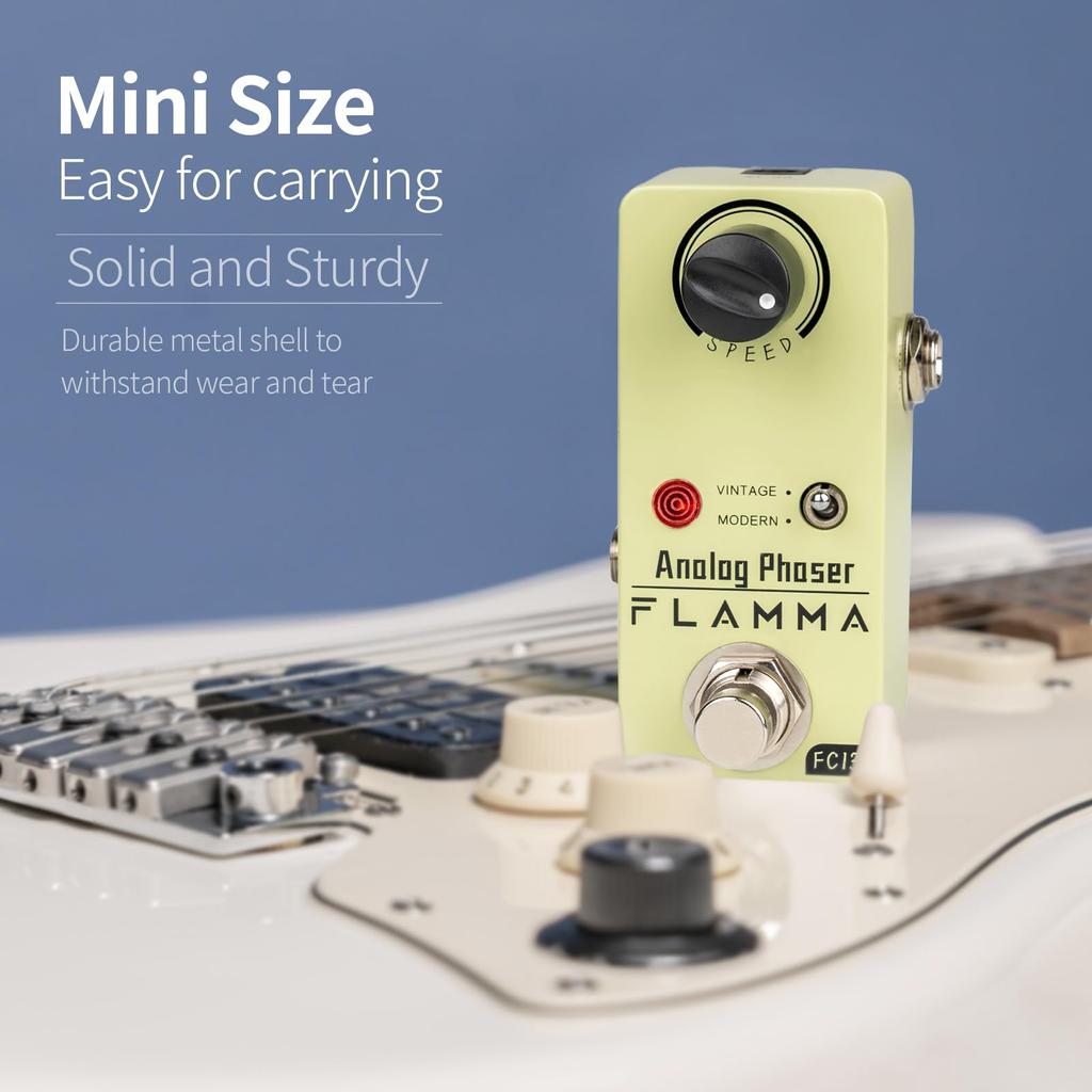 FLAMMA FC13 Phaser Guitar Pedal Analog Phase Effect Mini Pedal Classic Vintage Modern Mode True Bypass Phaser Yellow