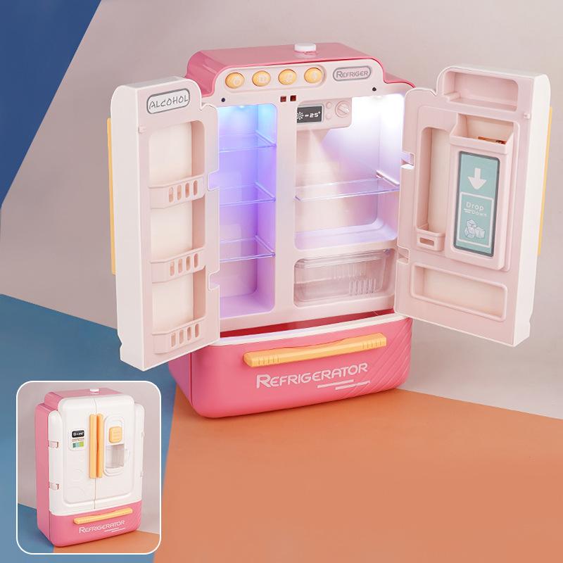 Children'S Play House Kitchen Large Simulation Refrigerator Freezer Spray Toys Boys And Girls Educational Birthday Gifts