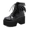 Fashion Comemore Women's Boots Black Back Zipper Chunky Heel Boots Goth Style Lace Up Solid Color Platform Short Botas for Women Fashion