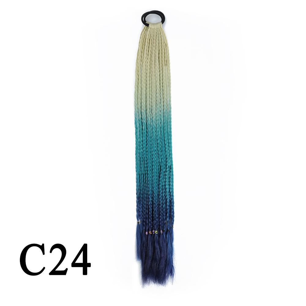 Плетеный хвост с резинкой, черный плетеный хвост ручной работы из термостойкого волокна, шиньоны с конским хвостом для девочек