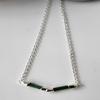Natural Raw Green Tourmaline Gemstone 925 Sterling Silver Leaf Necklace , Gift