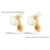 Di Jia D Sunflower Pearl Tassel Stud Earrings - Women's Sweet Cool Style Fashion Jewelry