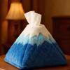 Sunlit Golden Mountain Plush Tissue Box Modern Minimalist Snow Mountain Design Desktop Napkin Holder for Living Room