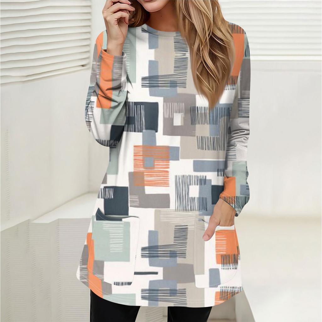 Women's Sweatshirt Pullover Active Sportswear Pocket Print Casual Round Neck Long Sleeve Top