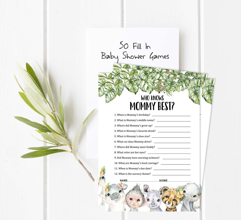 Inkdotpot Игровой набор Baby Shower из 50 игр BabyA AlphabetA ABCA Игра Safari Jungle Animals Party