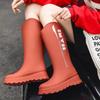 Tall Women's Rain Boots Fashionable Outer Rain Shoes Women's Velvet Thermal Rubber Shoes Kitchen Non-slip Waterproof Thick-soled Water Shoes