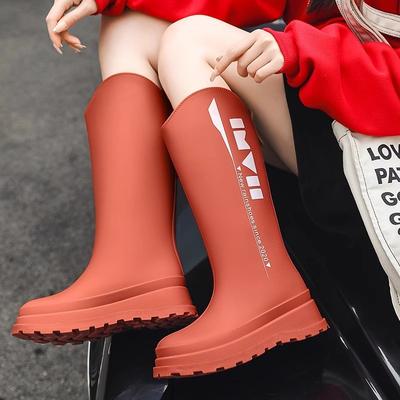 Высокие женские резиновые сапоги модная уличная дождевая обувь женские бархатные терморезиновые сапоги кухонные нескользящие водонепроницаемые ботинки на толстой подошве для воды