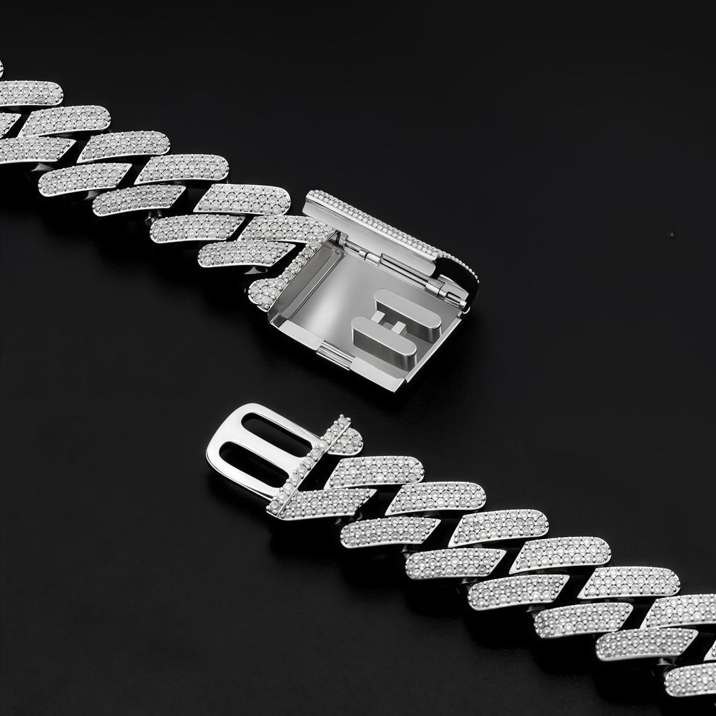 20mm Gold Iced Out Lab Diamond Miami Cuban Link Chain Choker for Men Hip Hop