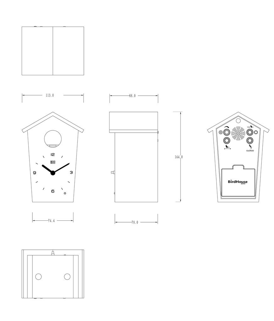 KOOKOO Bird House Mini White Wall Clock Подарок внуку Современные часы с кукушкой Подарок на годовщину Интерьер Координатор Милые настенные часы Часы с кукушкой