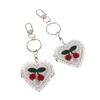 Y2K Lace Love Cherry Mirror Keychain Vintage Mini Folding Double Sided Cosmetic Mirror Keyring Sweet Cool Bag Pendant Girl Gift