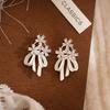 Pearl Moon Charm~Flower Bow Earrings Retro Light Luxury Earrings Fashionable Charm Earrings