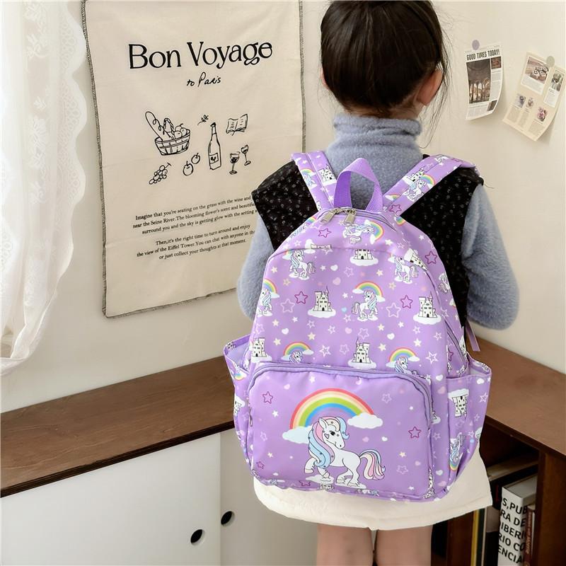Adorable 2024 Cartoon Print Toddler Backpack Breathable Nylon School Bag For Kids