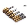 6pcs/set 6mm-19mm Flute Chamfer Countersink Round  1/4" Hex Shank HSS 90 Degree Wood Chamfering Cutter Countersink Drill Bit