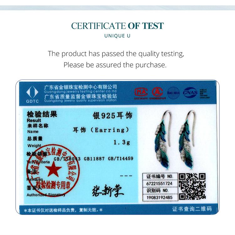 Серьги BAMOER из стерлингового серебра 925 пробы с синими перьями, серьги с фианитом для женщин, подарок на день рождения, шикарные ослепительные изящные ювелирные изделия