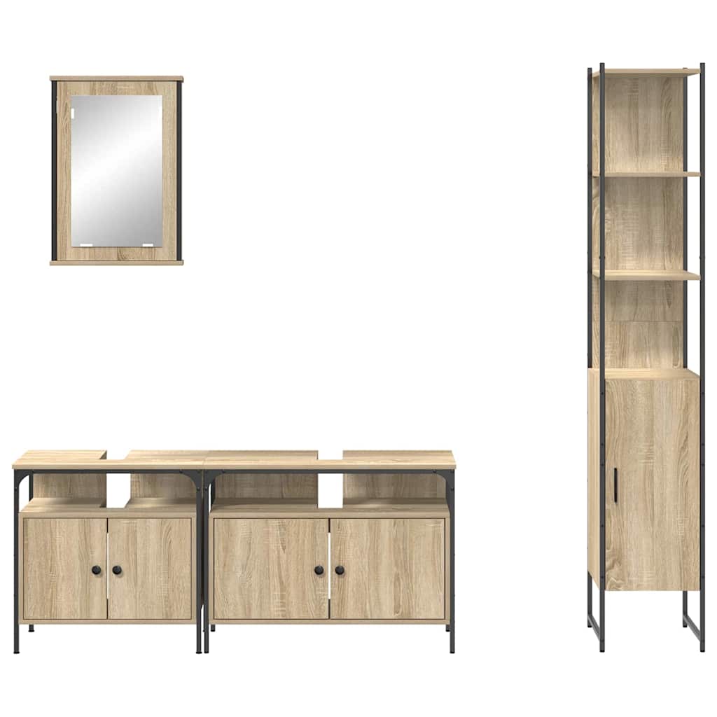 Bathroom Furniture Set with Shelf 4 pcs Sonoma Oak Wood Material