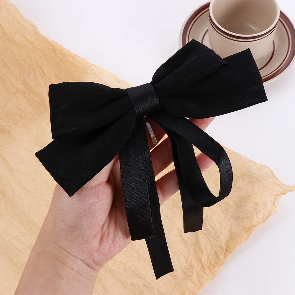 Vintage Bow Big Hair Hook Satin Women Hair Clips Hairpins Ponytail Holder Buckle Korean Barrettes