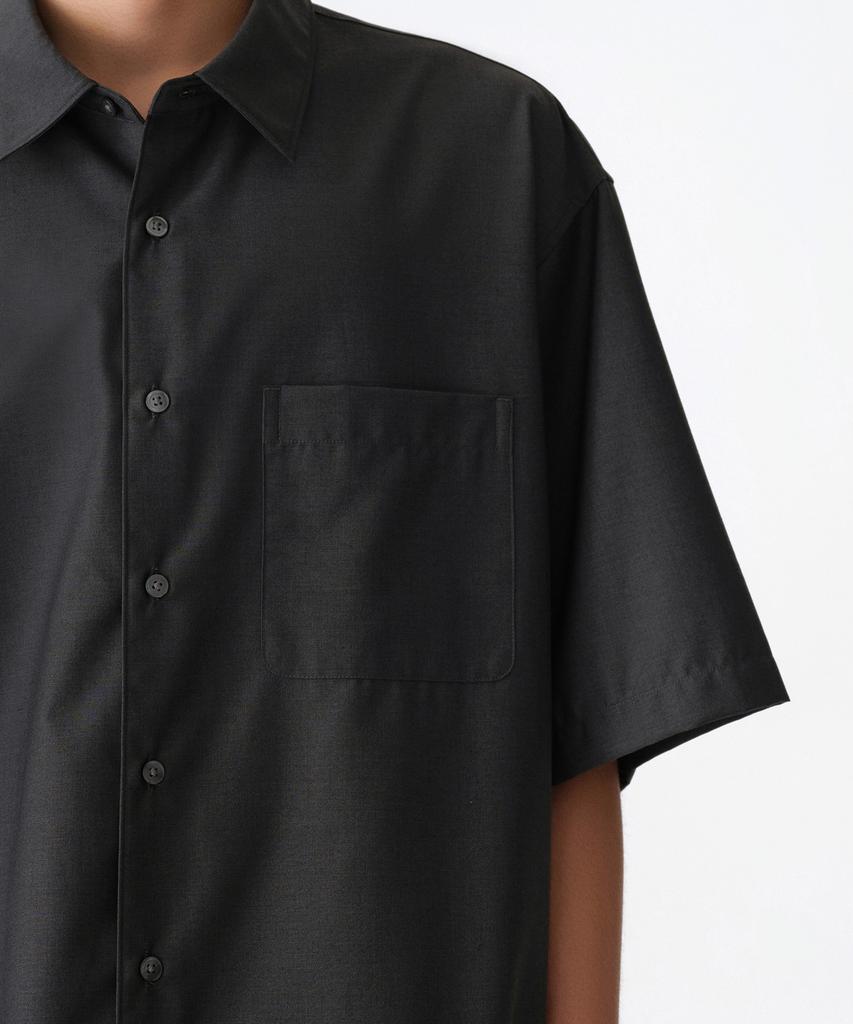 MUSINSA STANDARD Relaxed Wool-Like Short Sleeve Shirt [Charcoal Gray]