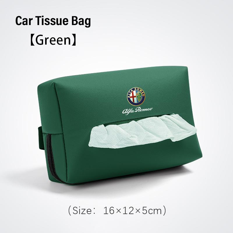 AGU1 Car Leather Tissue Bag Tissue Storage Wrap For Alfa Romeo Giulietta Mito 159 Giulia Stelvio 156 147 Tonale Brera Disco Volante