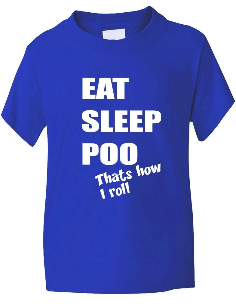 Eat Sleep Poo Funny Kids Boys Girls T-Shirt Birthday Gift Age 1-13