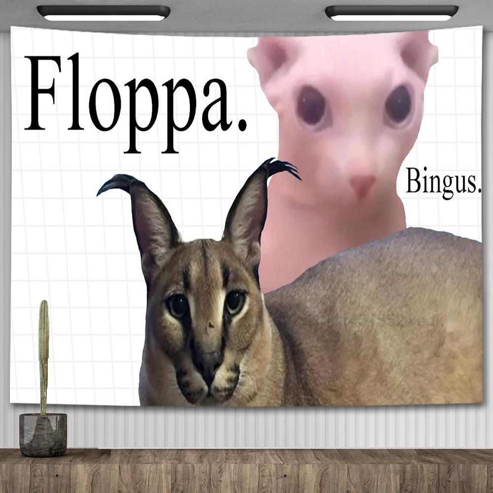 Коммунизм Флоппа Гобелен Настенный Кавайный Большой Флоппа Кот Мем Гобелены Макраме Эстетика Украшения Дома Вечеринка Фоны