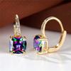 Серьги-кольца Mystic Rainbow Princess с огранкой камня для женщин, винтажные серьги золотого цвета для вечеринки и свадьбы