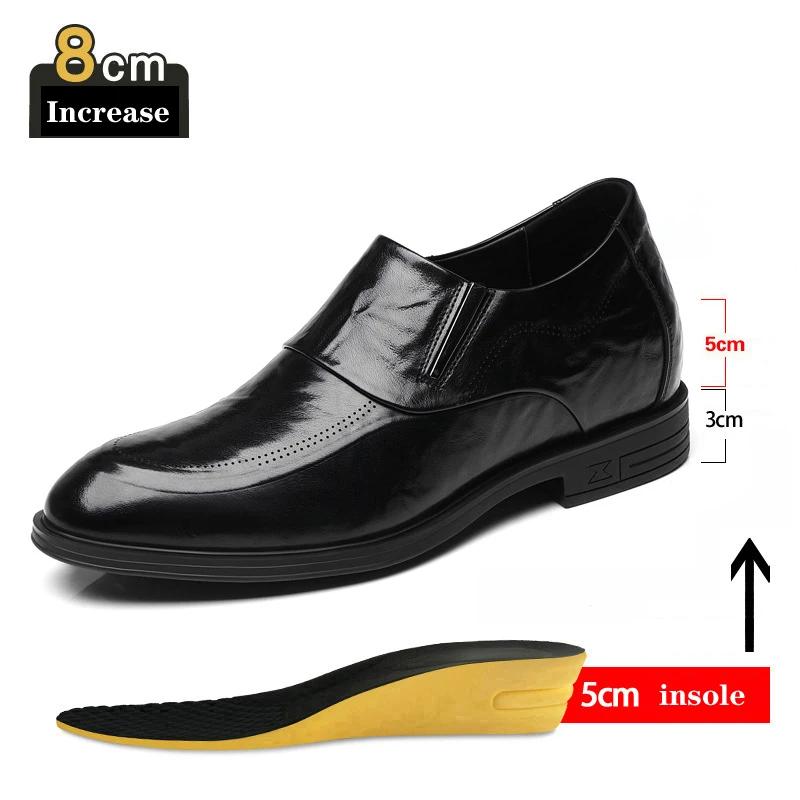 Fashion Genuine Leather Men Sneakers Elevator Shoes 3/6/8CM Height Increasing Loafers Man Party Casual Busincess Moccasins Taller Male