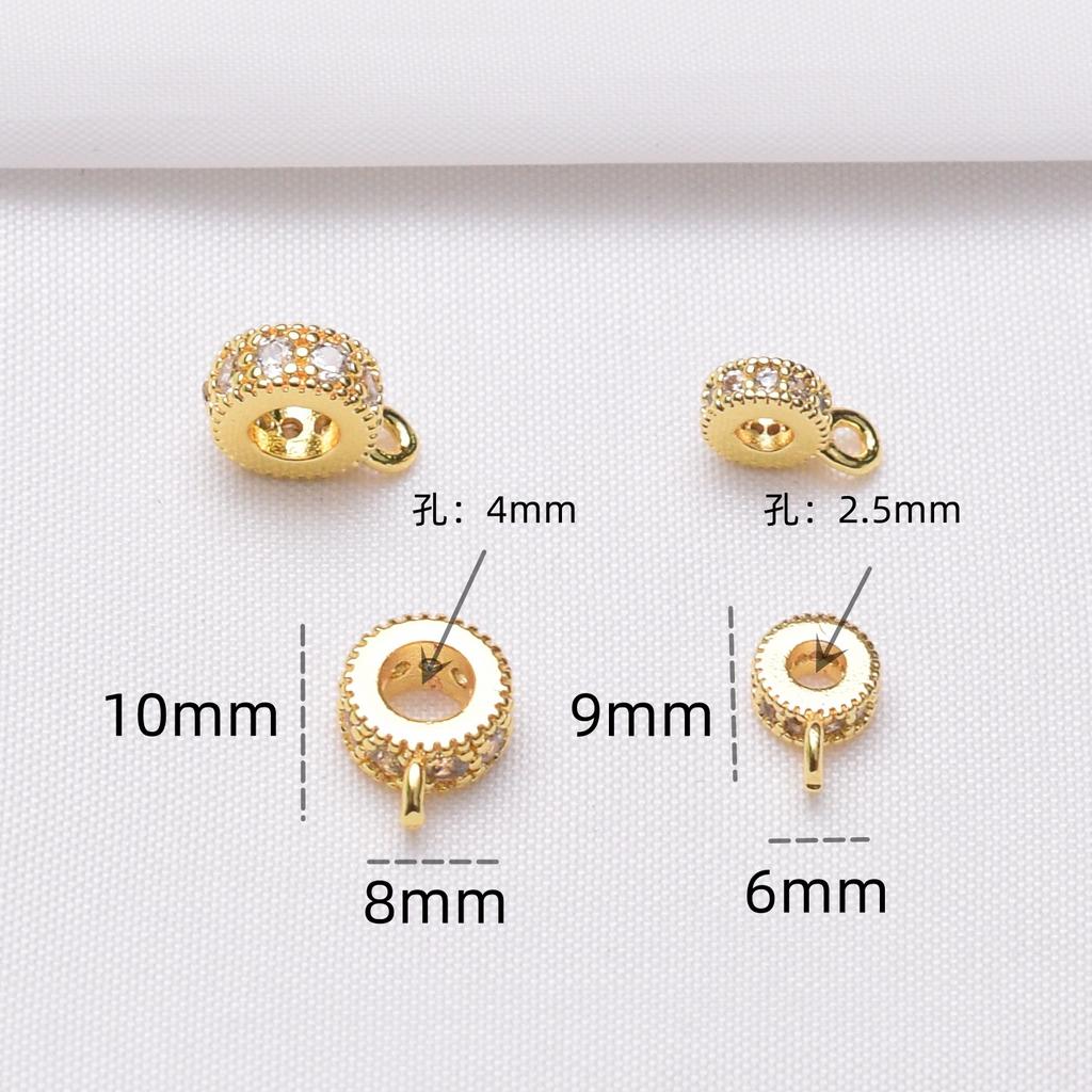 10pcs 18K Gold Bag Color-Preserving Micro-Inlaid Large-Hole Beads With Hanging Spacers Diy Handmade Bracelets, Necklaces, Beaded Jewelry Tee Beads