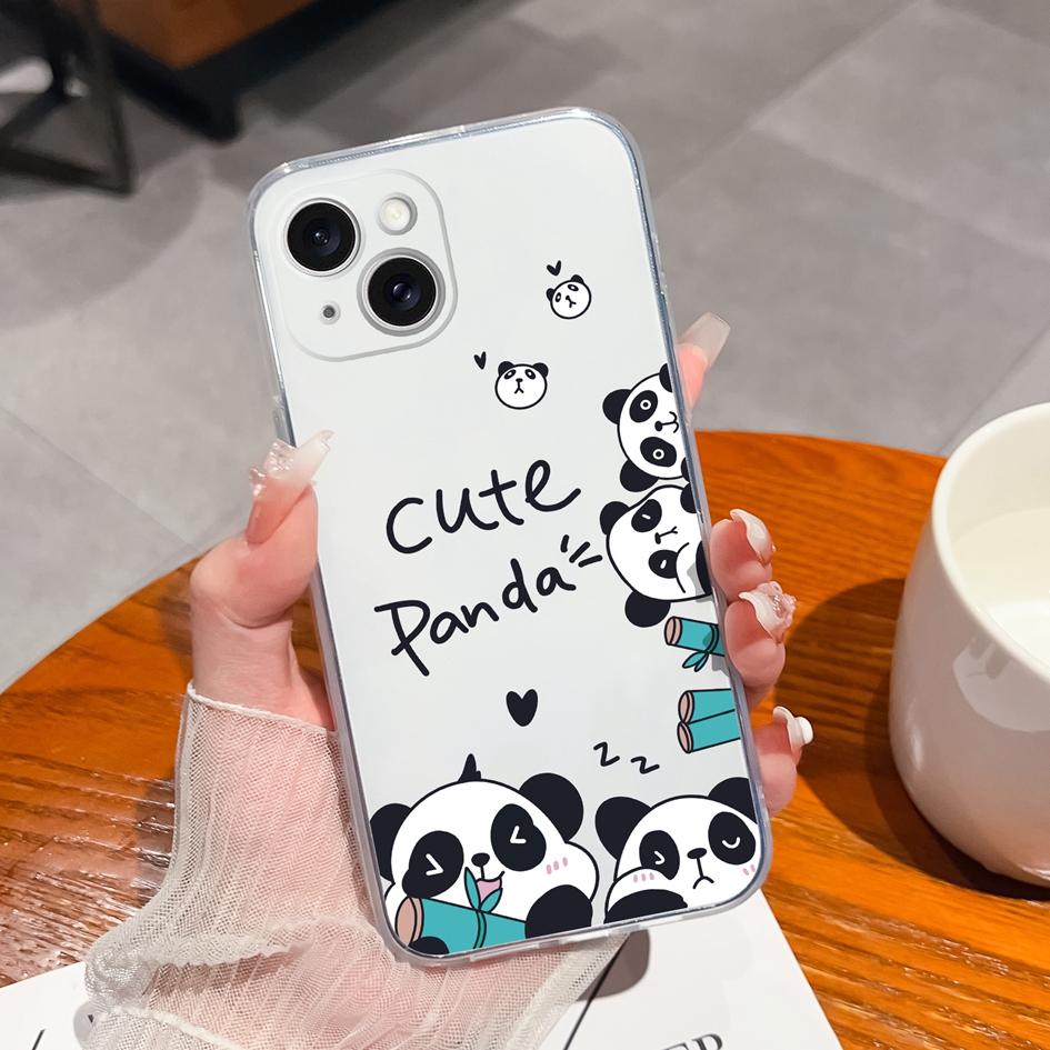 Чехол для Apple iPhone 5 6 7 8 11 12 13 14 15 X XR XS Max Чехол для телефона Милый мультяшный узор Прозрачный мягкий силиконовый противоударный чехол из ТПУ для iPhone Бампер