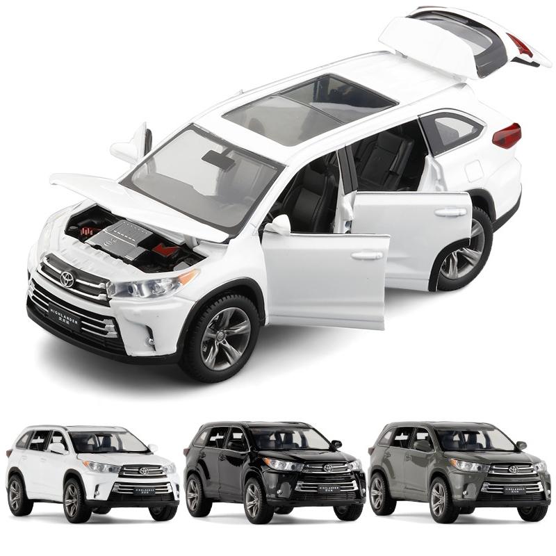 1/32 Toyota Highlander SUV спортивная игрушечная машинка литая под давлением металлический сплав миниатюрная JKM звуковая и световая коллекционная модель подарок для мальчиков
