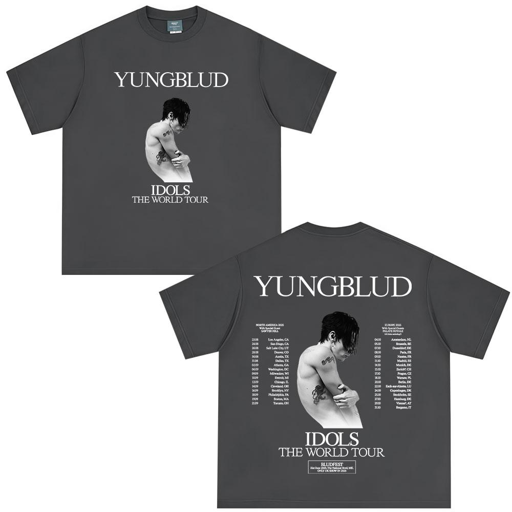 Yungblud IDOLS Мировой Тур 2025 Футболки Подарок для Фанатов Унисекс Женские Хип-Хоп Футболки с Коротким Рукавом Оверсайз Повседневные Хлопковые Футболки