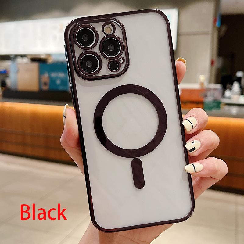 Luxury Plating Clear Magnetic For Magsafe Wireless Charge Case For iPhone 11 13 12 14 Pro XS Max X XR 8 Plus Soft Silicone Cover