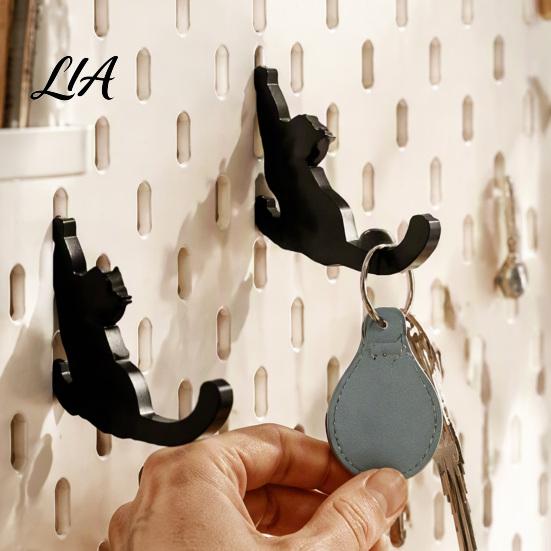 Jewelry Display Hooks 4PCS Cat Shaped Hangers for Pegboard, Wall Organizer Decorative Storage Cartoon Decor Hooks, Stable PLA Structure Holders