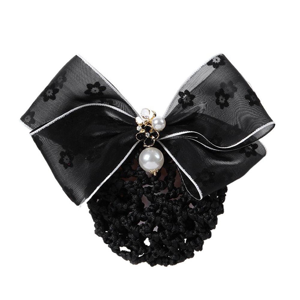 Net Flower For Nurse Hairgrips Cover Net Women Spring Clips Korean Bun Snood Bowknot Hair Bun Cover